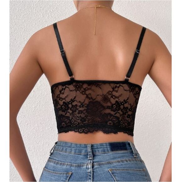 NEW DR DRESSIN Black Floral Laced Up Adjustable Strap Bralette Corset Size XS - Picture 2 of 6